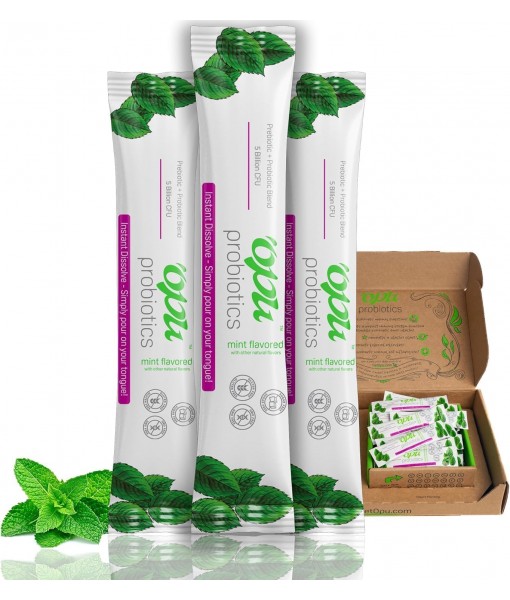 'Opu Probiotics Mocha Instant-Dissolve - One Month Supply - 5 Billion CFU's - Men, Women & Children w/Prebiotics Digestive Immune Weight Support Sugar Free, Gluten Free, Non GMO Opu