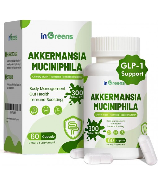 Akkermansia Muciniphila Probiotic for Gut Management - GLP-1 Boosting Supplement with Chicory Inulin, Turmeric, Resistant Starch, Vegan & Gluten Free - 30 Day Supply