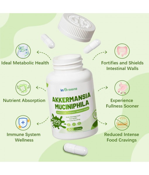 Akkermansia Muciniphila Probiotic for Gut Management - GLP-1 Boosting Supplement with Chicory Inulin, Turmeric, Resistant Starch, Vegan & Gluten Free - 30 Day Supply